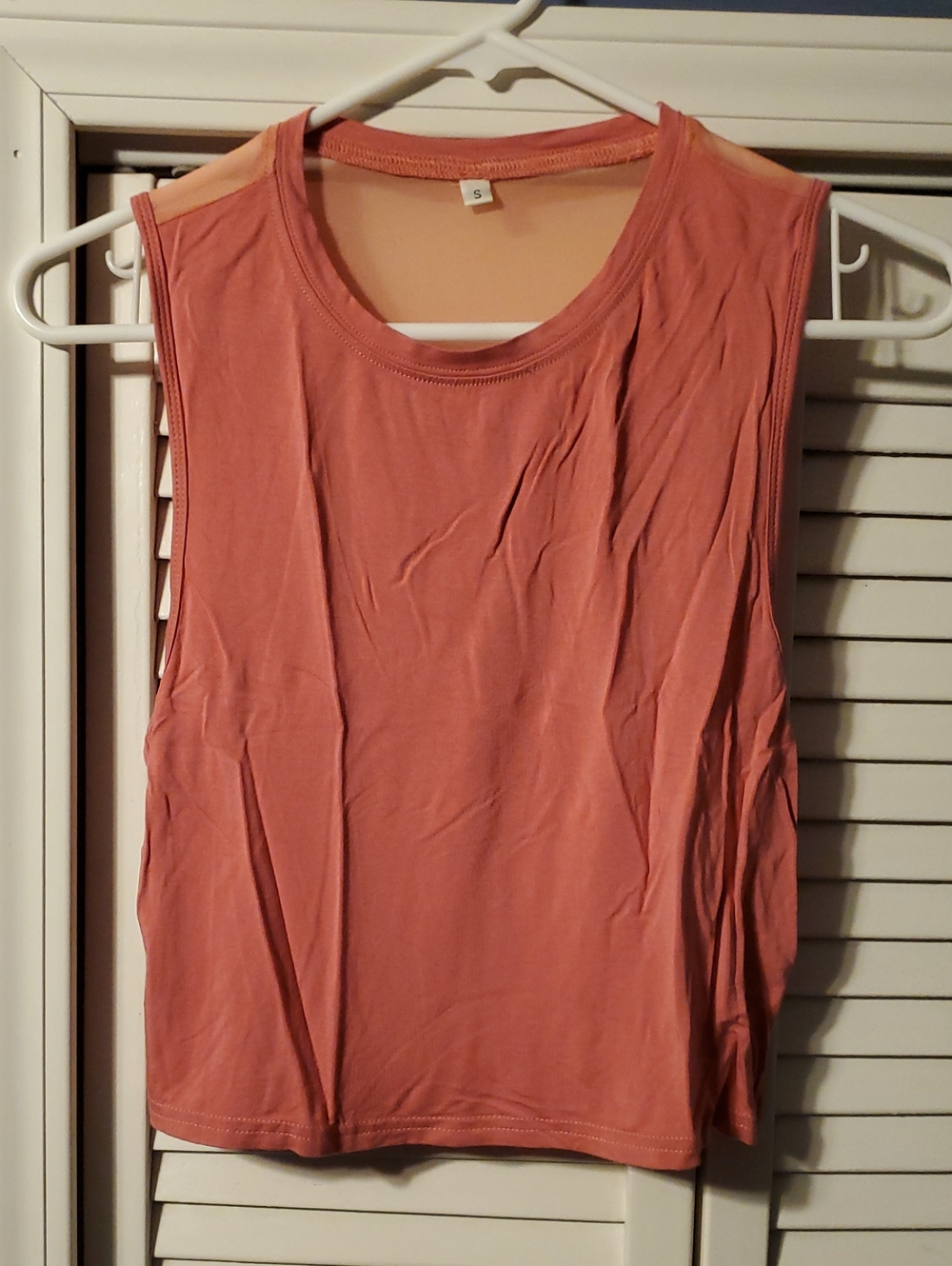 Women's Sleeveless Crop Mesh Back - Coral